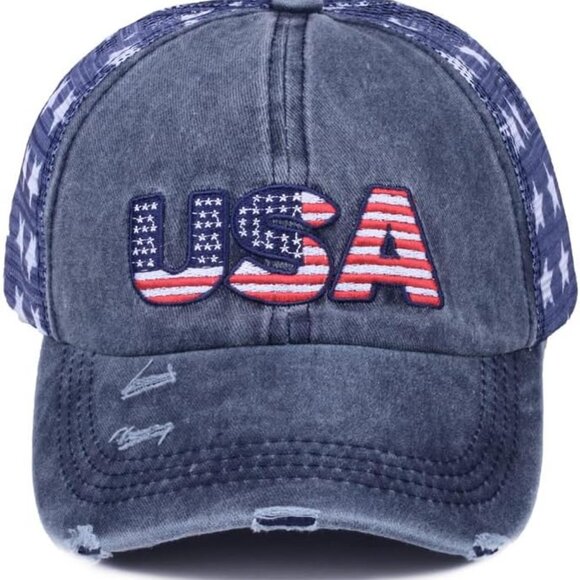 Vintage USA Baseball Cap Unisex Adjustable Patriotic 4th of July Hat - Picture 5 of 6